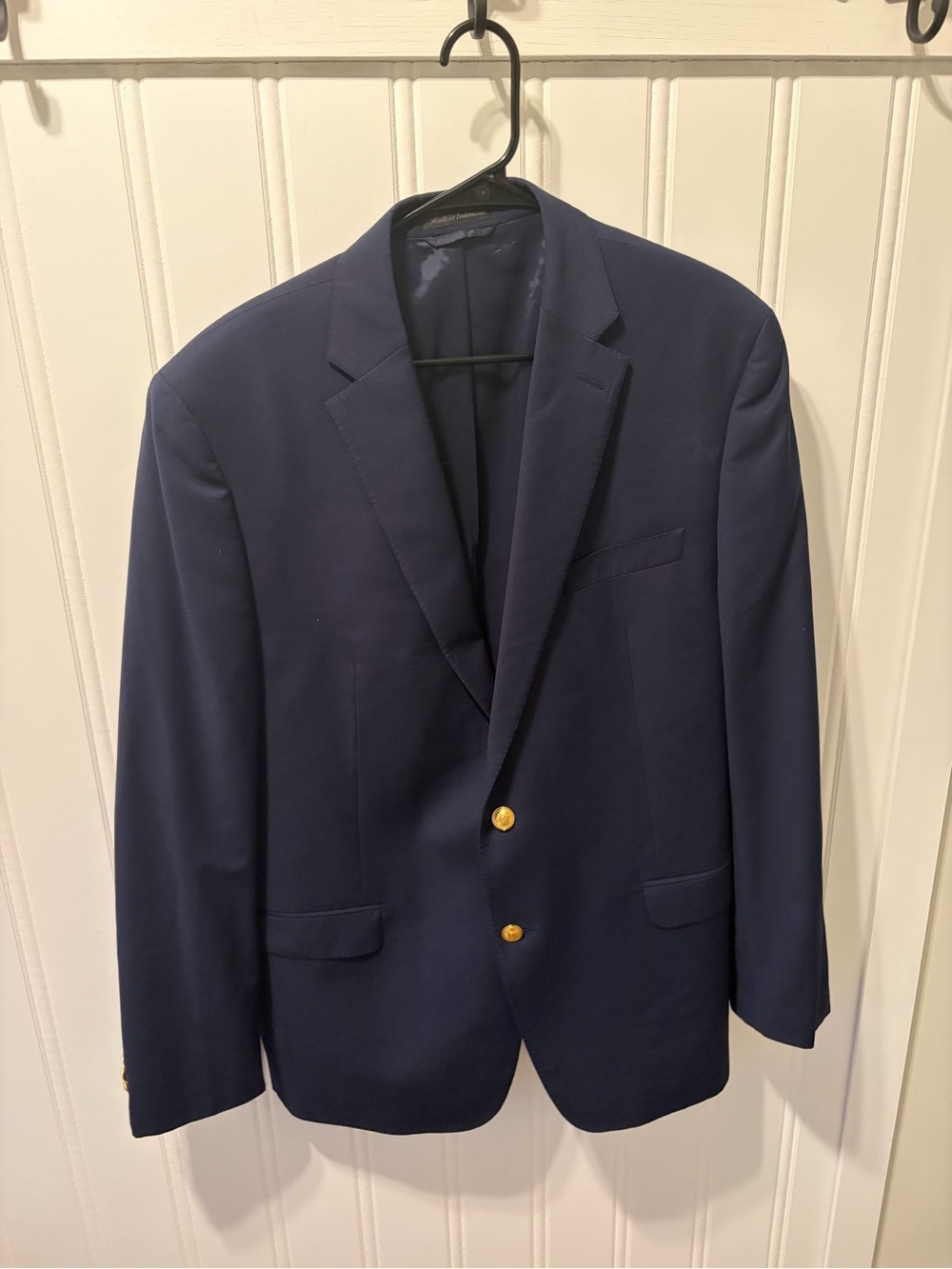 Lauren Ralph Lauren Navy Blue Blazer Gold Crest Buttons Men's Suit Jacket 44L